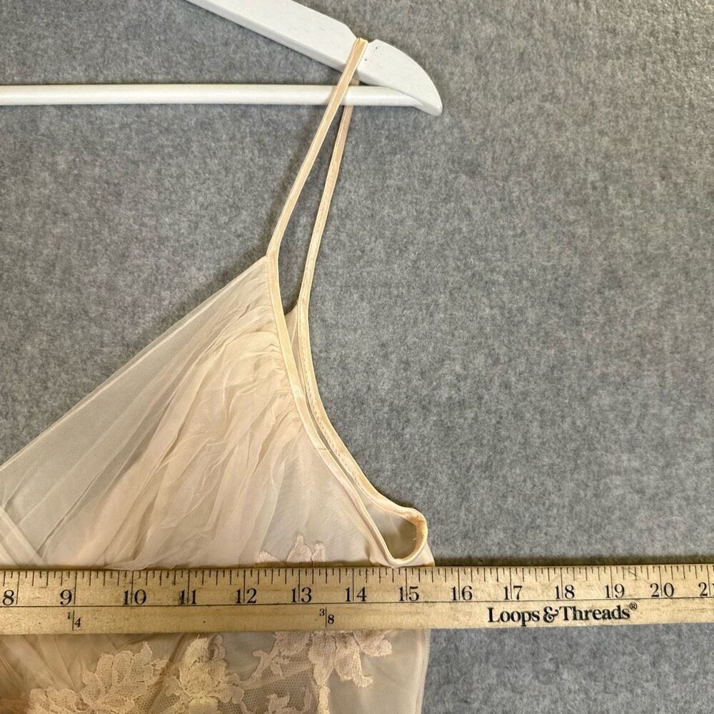 Vintage Vanity Fair Pink Slip Dress Cottagecore Size 36 Sheer Nylon Tricot - Picture 5 of 11